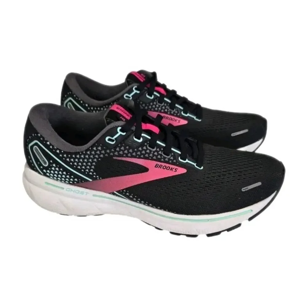 Brooks Ghost 14 Womens Size 8.5 B Medium Running Shoes Black Pink Yucca